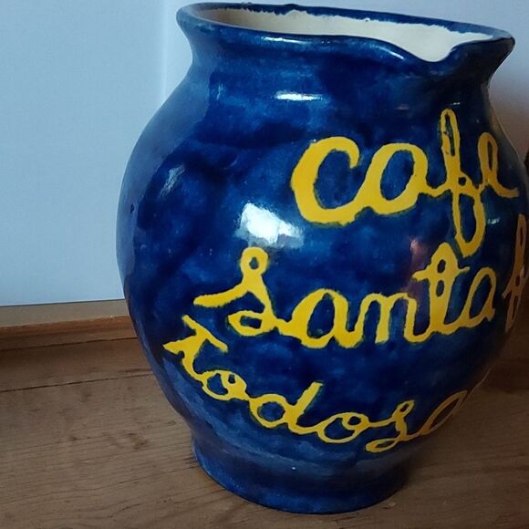 Mexican Blue Pottery Pitcher Jug Talavera Amora signed Vintage - Picture 9 of 16